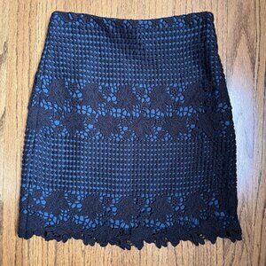 Ann Taylor Loft Womens Size 00P Petite Mini Skirt Black & Blue Boho NWT